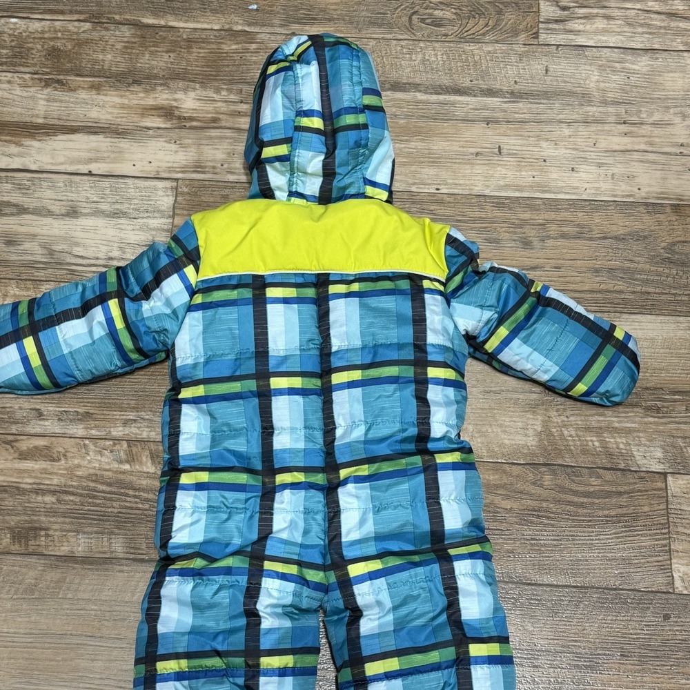 Rugged Bear Snowsuit 6-9 Months Blue Green Plaid Insulated Hand/feet Covers - Picture 7 of 11